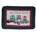 Ver imagem 1 de Tapete Patchwork Banheiro Cozinha Trio de Corujas Coloridas 100% Algodão 61x42 Cm