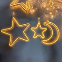 Ver imagem 4 de Decoração Cortina Varal Cordão Fio de Luzes Lâmpadas Estrela Lua Céu Led Natal Enfeite 2,5m