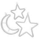 Ver imagem 1 de Decoração Cortina Varal Cordão Fio de Luzes Lâmpadas Estrela Lua Céu Led Natal Enfeite 2,5m