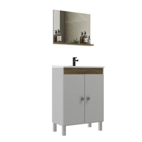 Conjunto para Banheiro Onix Balcão com Espelheira 60 Cm - Branco Cartagena Branco Cartagena