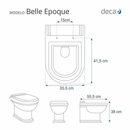 Assento Sanitário Belle Epoque Branco para Vaso Deca com Ferragem Dourada - 3