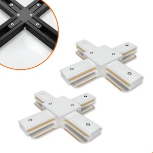 Conector Emenda Tipo X Branco para Trilho Eletrificado