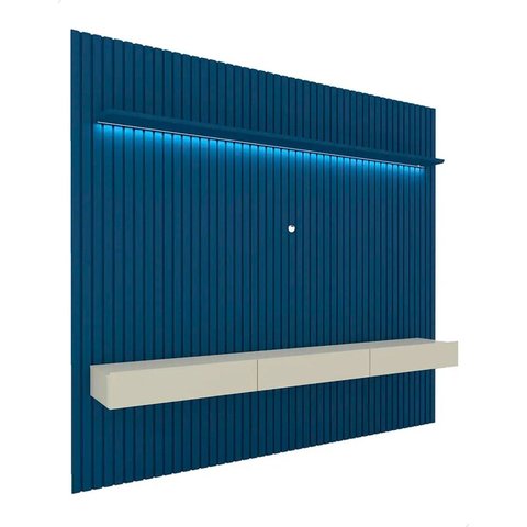 Conjunto Home Suspenso com Painel Ripado TV até 75 Jendal Cor:Azul Royal