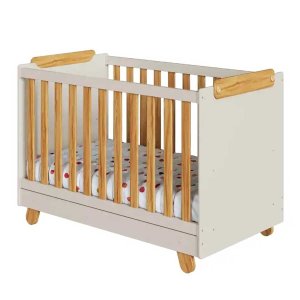 Berço Americano 4 em 1 Pingo Mini Cama Mdf Bebê e Cia - Off com Amêndoa