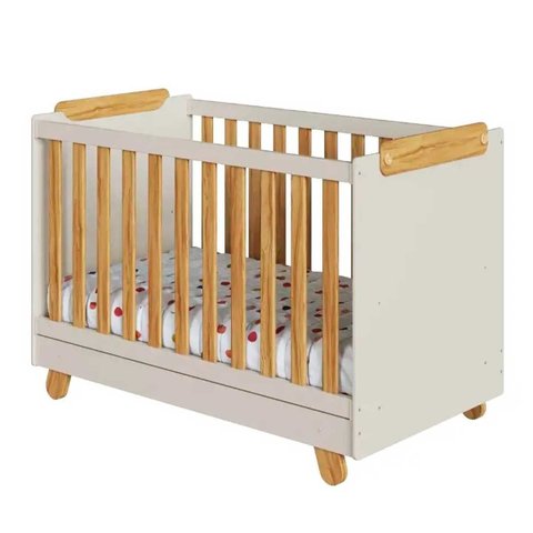 Berço Americano 4 em 1 Pingo Mini Cama Mdf Bebê e Cia - Off com Amêndoa