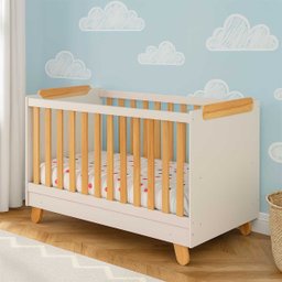 Berço Americano 4 em 1 Pingo Mini Cama Mdf Bebê e Cia - Off com Amêndoa - 2