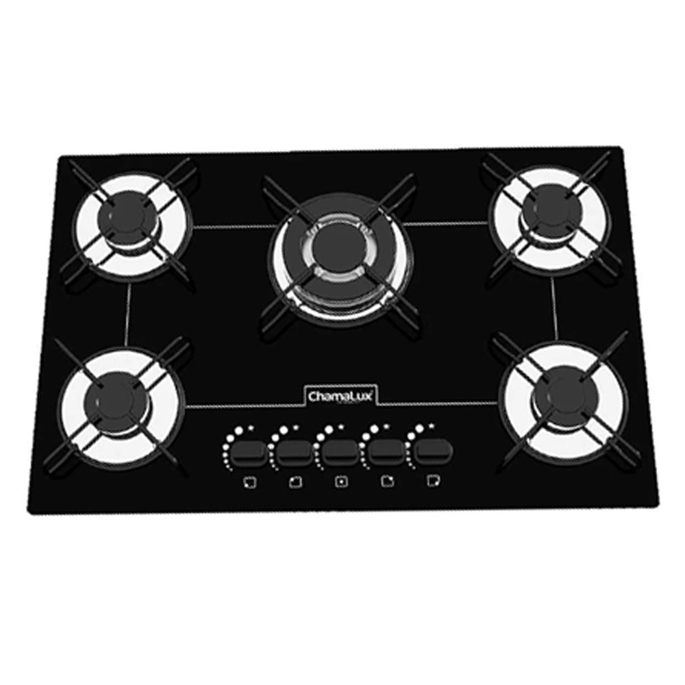 Kit Balcão Cooktop 2 Porta 1 Gav. Branco C/fogão Cooktop 5 Bocas Preto
