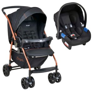 CARRINHO DE BEBÊ TRAVEL SYSTEM RIO K + BEBÊ CONFORTO BURIGOTTO REF: 4019 - UN - PRETO-COBRE