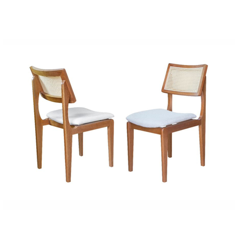 Conjunto 2 Cadeiras de Jantar Diana Tela Ratan Linho Bege