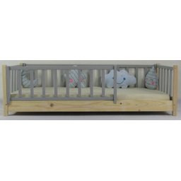 Cama Infantil Solteiro Base Colorida Madeira Maciça Pinus Grade Vertical - 1