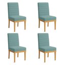 Ver imagem 1 de Kit 4 Cadeiras de Jantar Solana Boucle Base de Madeira - Pallazio Cor Azul Majestic