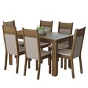 Ver imagem 3 de Conjunto Sala de Jantar Mesa Tampo de Madeira 6 Cadeiras Rustic/crema/bege Bahamas Madesa
