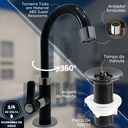 Ver imagem 4 de Torneira Bica Móvel Giratória Válvula Banheiro Lavabo Cuba Pia Lavatório Tanque Único