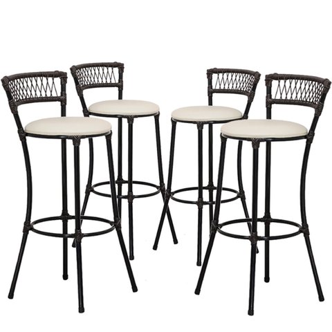 =Kit 4 Banquetas Alta Forts Em Fio De Fibra Fibra Para Cozinha, Edícula, Varanda, Sacada, Bancada, B