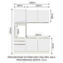 Ver imagem 4 de Armário de Cozinha Compacta 180cm Branco/Branco Veludo Lux Madesa 01
