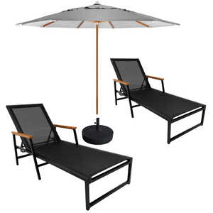 Conjunto Ombrelone Espreguiçadeira Piscina Praia Reforcada + Ombrelone Cinza