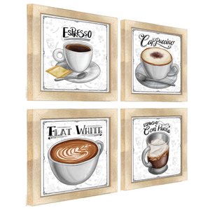 Quadro Decorativo Café Expresso Padaria Cozinha 12x12cm 2 Título Moldura Carvalho