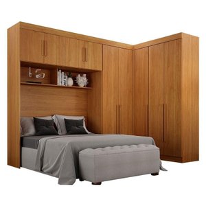 Quarto de Casal Modulado 9 Portas Orion Cinamomo – Leifer Móveis