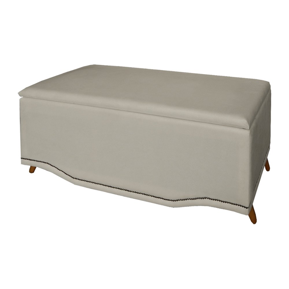 Calçadeira Recamier Baú Solteiro 90cm Greta Suede Bege - DS Estofados - 2
