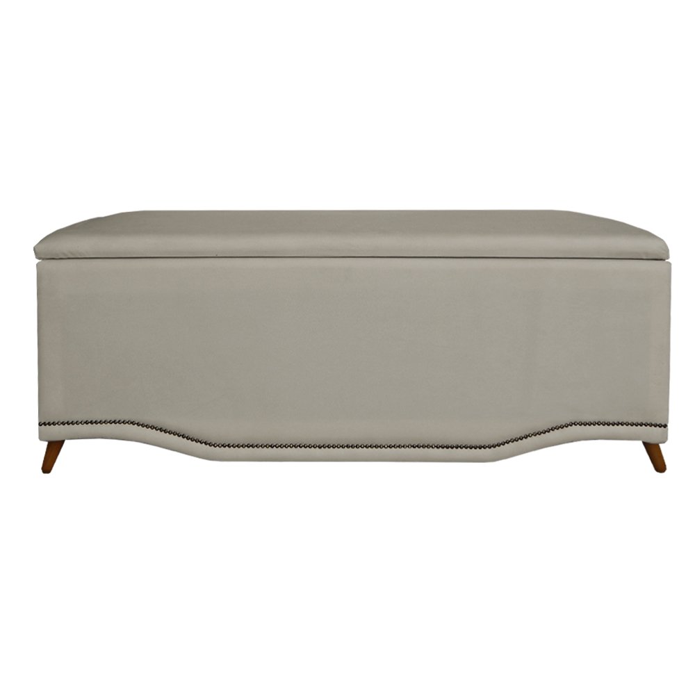 Calçadeira Recamier Baú Solteiro 90cm Greta Suede Bege - DS Estofados - 1