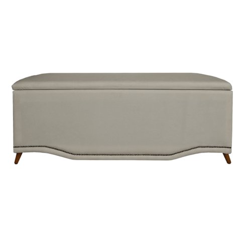 Calçadeira Recamier Baú Solteiro 90cm Greta Suede Bege - DS Estofados