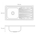 Ver mais imagens de Cuba de Cozinha Gourmet Pia Aço Inox 75x40 Brinovar
