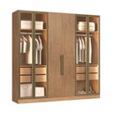Ver imagem 2 de Guarda Roupa 4 Portas Reflecta com LED 4 Gavetas Berlim 100% MDF Marrom/Macadânia
