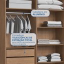 Ver imagem 7 de Guarda Roupa 4 Portas Reflecta com LED 4 Gavetas Berlim 100% MDF Marrom/Macadânia
