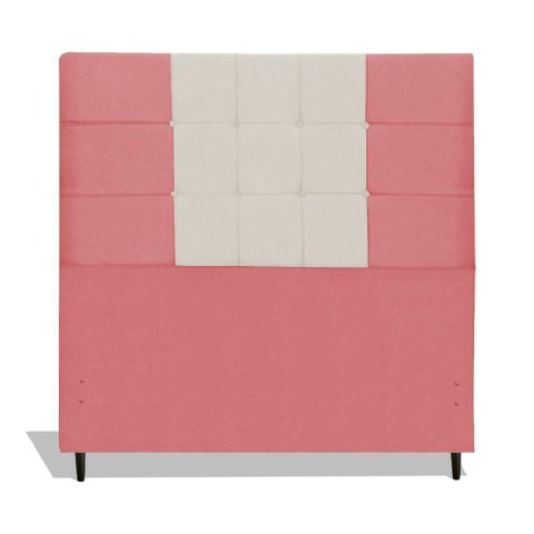 Cabeceira Estofada Box Casal Encosto para Cama Maveric 144x126 Composê Rosa/bege