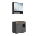Ver imagem 2 de Conjunto para Banheiro Gabinete Suspenso 60cm com Espelheira Bangladesh Preto/Grafite