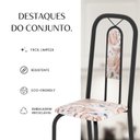 Ver imagem 4 de Conjunto de Mesa Tubular 100cm x 60cm Tampo em MDF com 4 Cadeiras Lívia Bege/Botanic/Preto