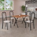 Ver imagem 1 de Conjunto de Mesa Tubular 100cm x 60cm Tampo em MDF com 4 Cadeiras Lívia Bege/Botanic/Preto