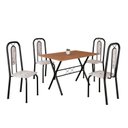 Ver imagem 2 de Conjunto de Mesa Tubular 100cm x 60cm Tampo em MDF com 4 Cadeiras Lívia Bege/Botanic/Preto