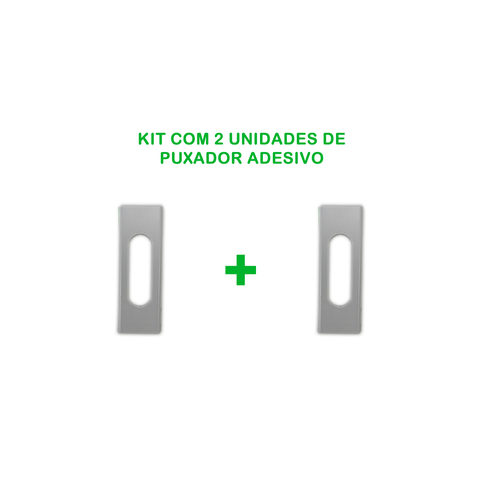 2 Puxadores Retangular Adesivo para Armários, Box, Portas e Janelas de Correr - Fosco