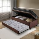 Ver imagem 3 de Bicama Box Baú Solteiro com Colchão Gransleep Ecoflex Molas Verticoil Suede Marrom 88x188