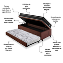 Ver imagem 5 de Bicama Box Baú Solteiro com Colchão Gransleep Ecoflex Molas Verticoil Suede Marrom 88x188