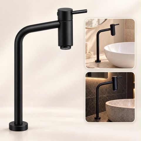 Torneira Nikko Preta Alta Aço Inox 304 Premium Goldenx