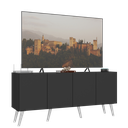 Ver imagem 3 de Rack Retrô para Tv até 50 Polegadas com 4 Portas Multimóveis Mp1071 Preto/branco