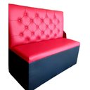 Ver imagem 1 de POLTRONA SOFÁ BOOTH 1.50CM VERMELHA E PRETA CAPITONE DUPLO COSTURADO SKU_220