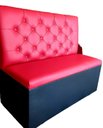 Ver imagem 1 de POLTRONA SOFÁ BOOTH 1.50CM VERMELHA E PRETA CAPITONE DUPLO COSTURADO SKU_220