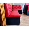 POLTRONA SOFÁ BOOTH 1.50CM VERMELHA E PRETA  CAPITONE DUPLO COSTURADO SKU_220 - 3
