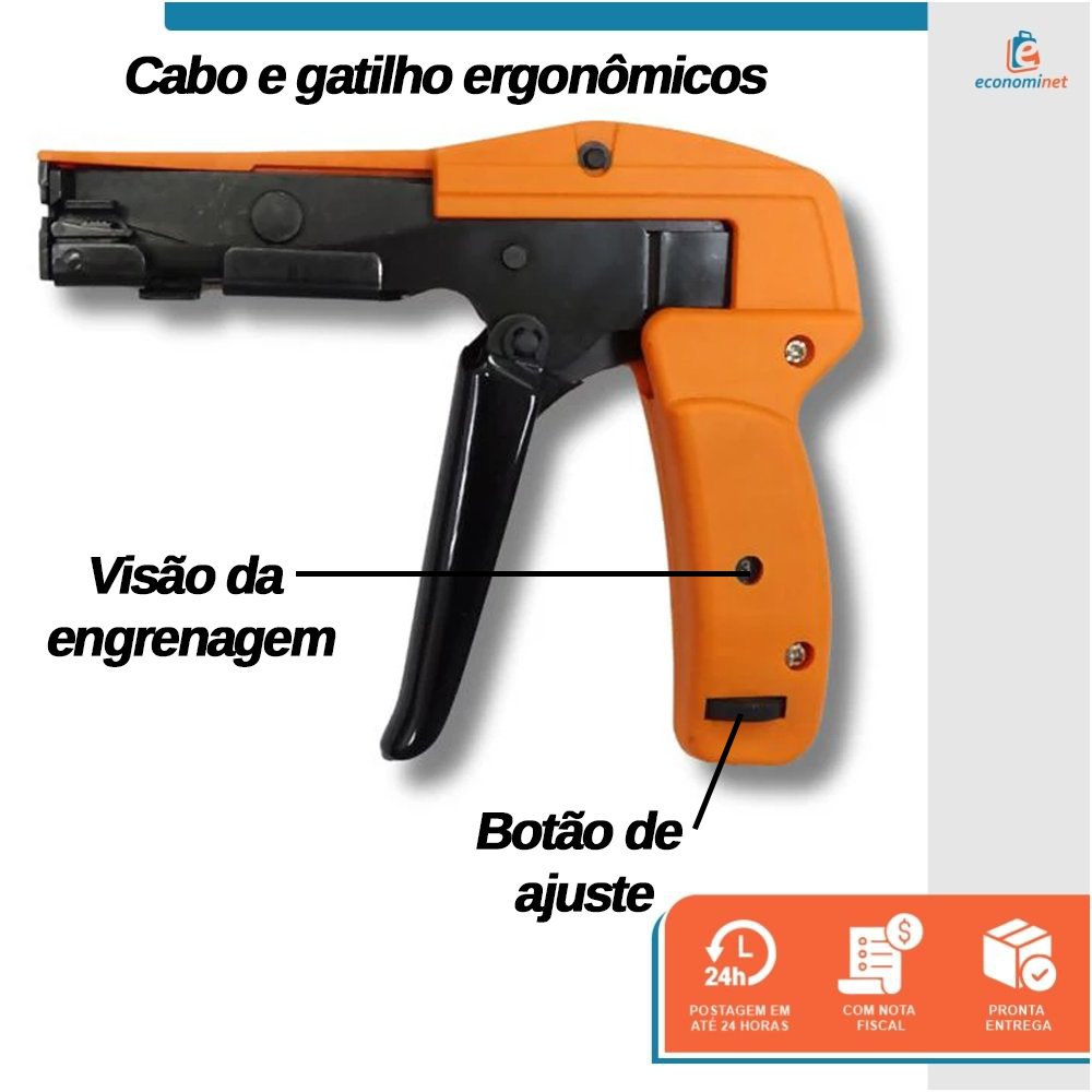 Pistola para Abraçadeira de Nylon Organização de Cabos Corte Automático 2,2 a 4,8mm - Starfer - 2