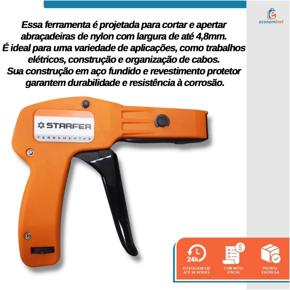 Pistola para Abraçadeira de Nylon Organização de Cabos Corte Automático 2,2 a 4,8mm - Starfer - 5