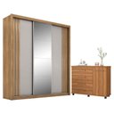 Ver imagem 1 de Cômoda Flora e Guarda Roupa Casal Moema Amêndola Nude Flex com Espelho – Demóbile