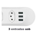 Ver imagem 4 de Extensão Tomada Filtro de Linha 4 Tomadas + 3 Usb Proteção e Carga Rápida 2500w