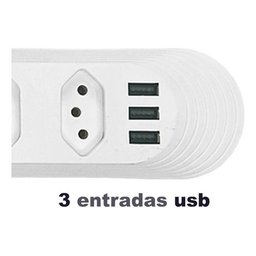 Extensão Tomada Filtro de Linha 4 Tomadas + 3 Usb Proteção e Carga Rápida 2500w - 4