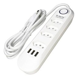 Extensão Tomada Filtro de Linha 4 Tomadas + 3 Usb Proteção e Carga Rápida 2500w - 5