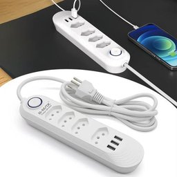 Extensão Tomada Filtro de Linha 4 Tomadas + 3 Usb Proteção e Carga Rápida 2500w - 6