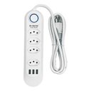 Ver imagem 1 de Extensão Tomada Filtro de Linha 4 Tomadas + 3 Usb Proteção e Carga Rápida 2500w