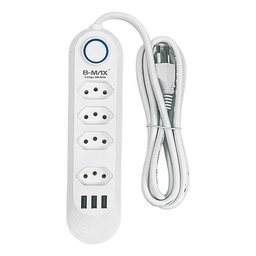 Extensão Tomada Filtro de Linha 4 Tomadas + 3 Usb Proteção e Carga Rápida 2500w - 1